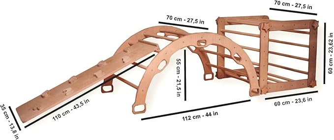 Montessori Climbing Cube and Triangle for Kids | Foldable Climbing Set | Indoor Activity Cube | Climbing Set with Cube and Triangle for Toddler | Foldable Wooden Jungle Gym (CUBE+ARCH+2 RAMP)