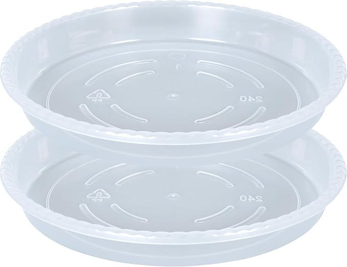 Plant Saucer 2 Pack of 14 inch, Clear Plastic Flower Plant Pot Saucer, Heavy Duty Plant Drip Trays Saucers for Indoor, Plant Water Tray for Planters
