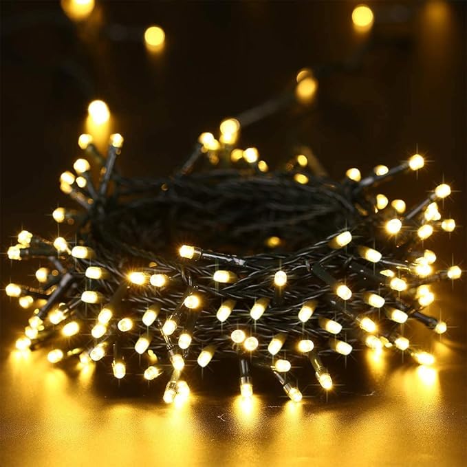 Solar Christmas Lights Outdoor, 33ft 100 LED Solar Fairy String Lights 8 Modes Waterproof Xmas Lights for Garden, Patio, Home, Party, Wedding, Holiday, Tree, Bush, Wreath, Outdoor Decor (Warm White)
