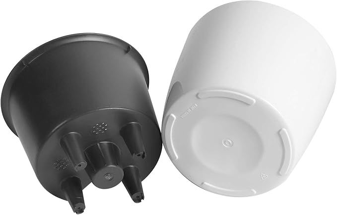 KINJOEK 3 Packs 7 Inch Self Watering Pot with Water Level Indicator, Modern Garden Decorative White Flower Pot, Flowers, African Violets, Succulents, White