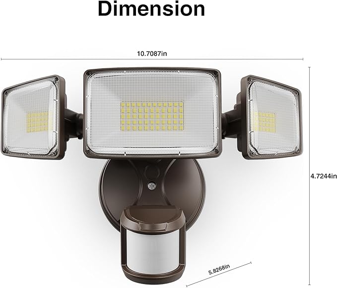 Onforu 75W LED Motion Sensor Outdoor Lights, Dusk to Dawn Flood Light Outdoor Motion Sensor, Hardwired Security Lights Floodlights Outside 7500LM 6500K Daylight IP65 Waterproof (Brown)