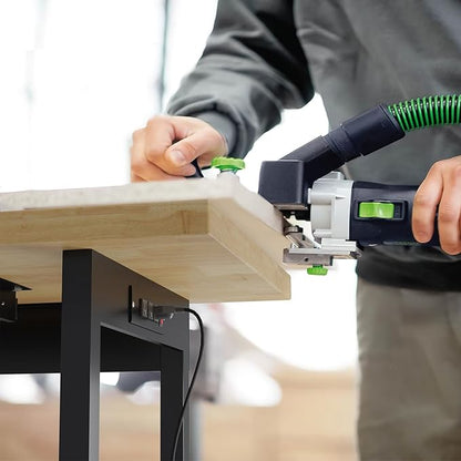 60" Adjustable Height Workbench, Heavy-Duty Work Bench Table with Locking Wheels, Portable Chipboard Work Table with Drawer & Power Outlets, for Repair Shop, Garage, Workshop, Office