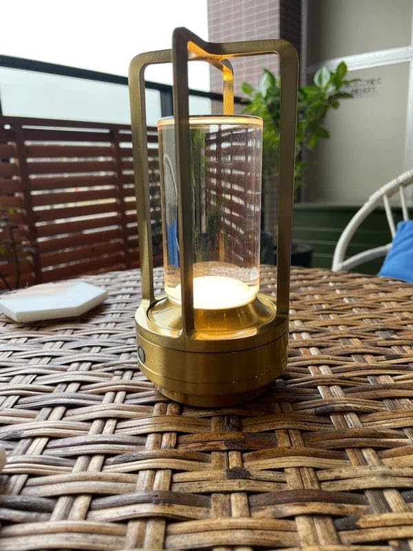 Klarako Crystal Lantern Lamp – Modern Cordless Rechargeable Bedside & Outdoor Light, Portable Wireless Lamp – Dimmable Touch Control – Luxury Living Room & Hotel-Style Lighting (Gold, 1-Pack)