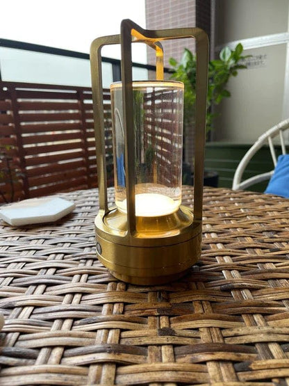 Klarako Crystal Lantern Lamp – Modern Cordless Rechargeable Bedside & Outdoor Light, Portable Wireless Lamp – Dimmable Touch Control – Luxury Living Room & Hotel-Style Lighting (Gold, 1-Pack)