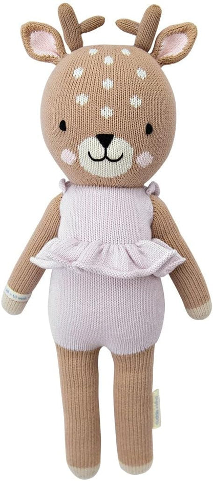 cuddle + kind Violet The Fawn Little 13" Hand-Knit Doll – 1 Doll = 10 Meals, Fair Trade, Heirloom Quality, Handcrafted in Peru, 100% Cotton Yarn