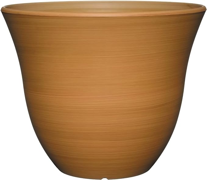 Classic Home and Garden Honeysuckle Resin Flower Pot Planter, Bamboo Brown, 13"