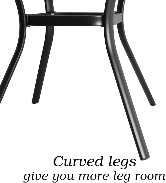 Round Outdoor Dining Table, 48-inch All-Weather Patio Table with Adjustable Umbrella Hole for Deck Lawn Garden Backyard Balcony Deck, Black Metal Frame Slatted Tabletop