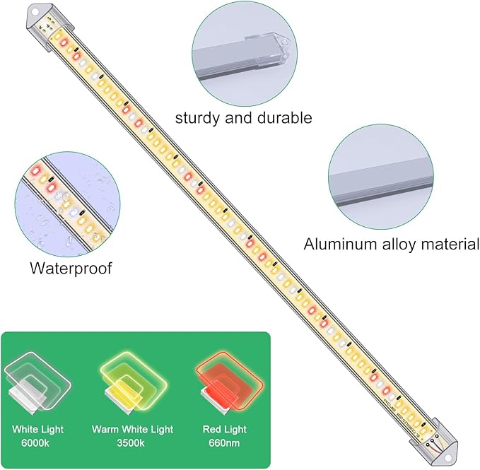 16 in Plant Grow Light Strips,120 LEDs Grow Lights for Indoor Plants Full Spectrum with 3/9/12H Timer & 10 Dimmable Levels,Sunlight Plant Growing lamp for Hydroponics Succulent 4 Heads