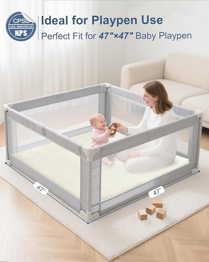 Thick Baby Play Mat for Floor,Padded Foam 47x47 Playpen Mat,Ultra Soft Support & Plush Feel Nursery Rug,Non Slip for Toddler,Infants,Kids Play,Yoga,Baby Crawling,Tummy Time (Beige)