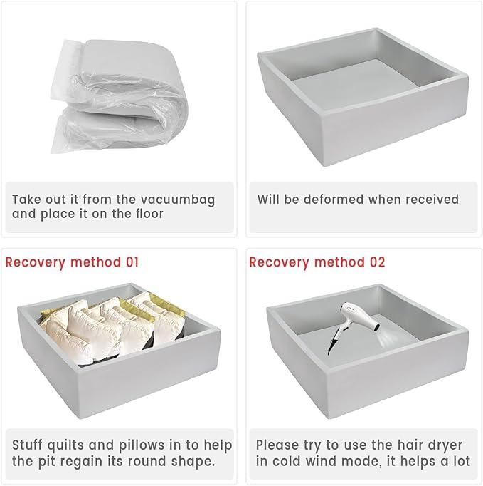 Extra Large Foam Ball Pit for Toddlers Kids Square Soft Ball Pool Ideal Gift Play Toy for Children Kiddie Pools - Light Gray