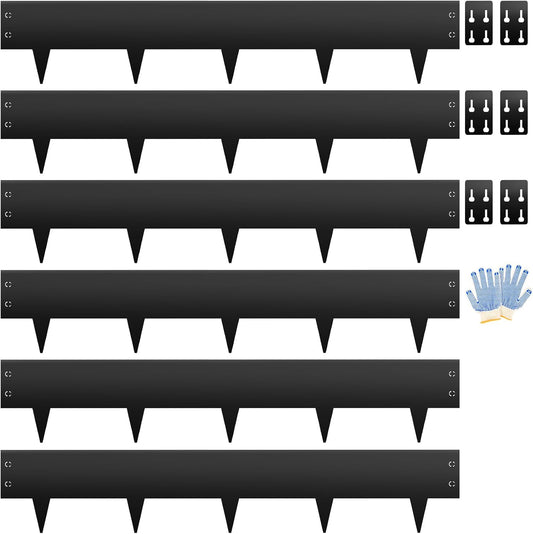 Steel Landscape Edging 6-Pack, 8" H X 40" L Bendable Metal Edging for Landscaping, No-Dig Metal Landscaping Edging for Yard, Lawn Edge, Pathway & Flower Beds (20Ft Total)