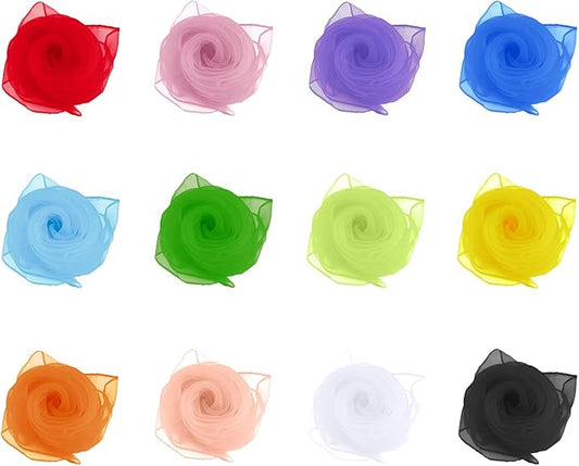 Larcele 12 Pieces Juggling Dance Scarf for Performance Prop Accessory 24 x 24 inches WDSJ-02