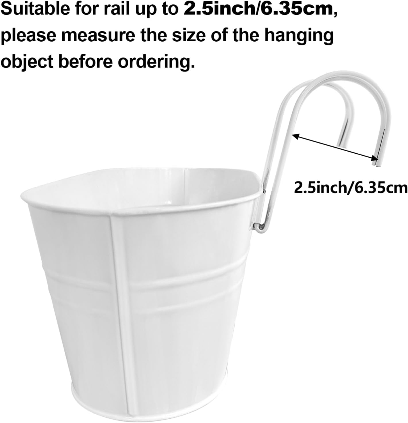 OGIMA 4pcs Hanging Flower Pots, Metal Iron Wall Planter Indoor/Outdoor for Railing Fence Balcony Garden Home Decoration with Detachable Hooks