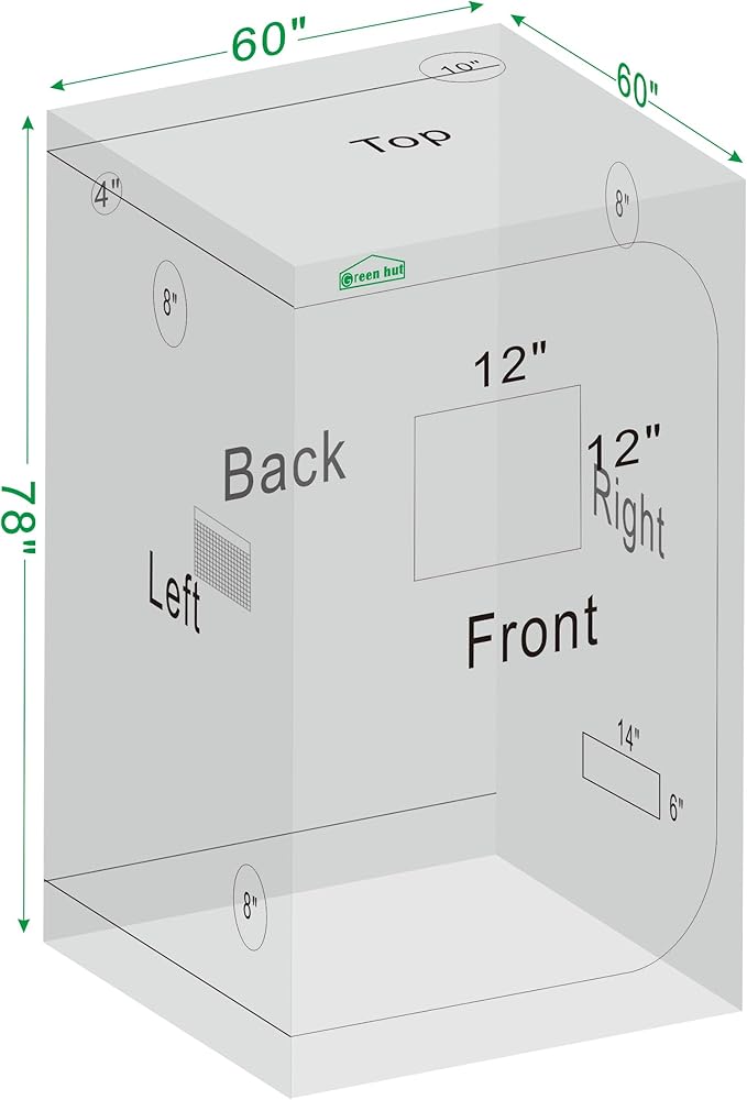 60"x60"x78" 600D Mylar Hydroponic Growing Tents for Plants Inside Reflective Grow Tent Growing Room Hydroponic System 5x5 Grow Tent