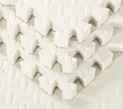 12 Tiles 12x12x1 inch EVA Interlocking Foam Floor Tiles Puzzle Exercise Mat Play Foam Mats for Boys Girls Baby Pets Home Classroom Nursery Gym (White)