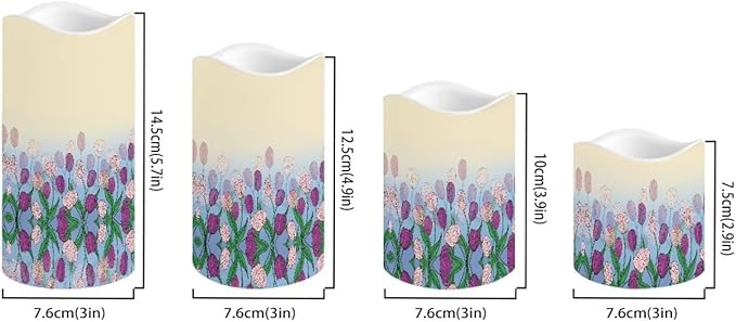 Ystardream Purple Tulips Flameless Candles with Timer Led Candles Flickering 4 Candle Sets for Home Decor,18 Key Remote Control，Dancing Flame, True Wax, Battery Power