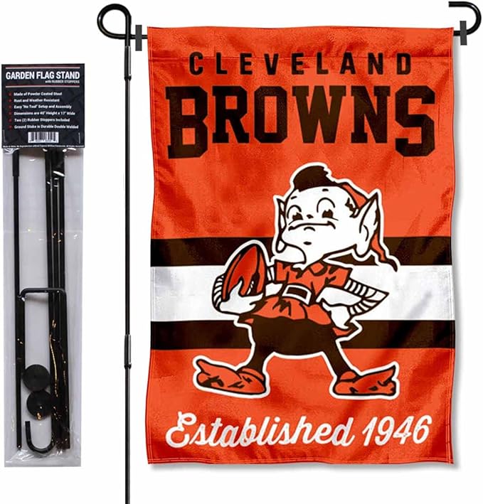 WinCraft Cleveland Browns Throwback Retro Vintage Garden Flag and Flagpole Mount