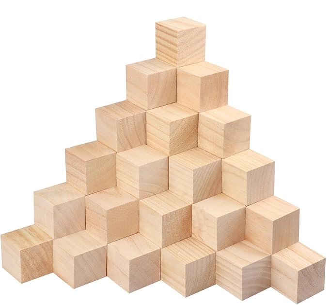 60 Packs Wooden Blocks for Crafts, 2 Inch Pine Wood Cubes, Wooden Cubes for Paint, Stamp, Decorate, DIY Projects and Personalized Gifts,by GNIEMCKIN.
