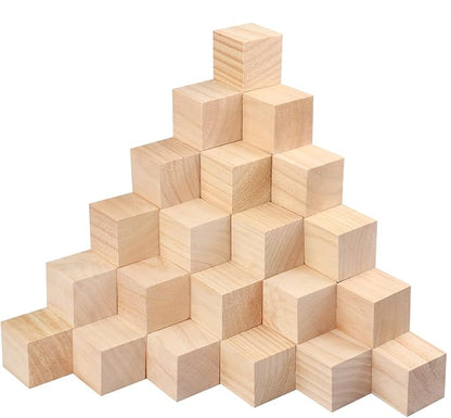 60 Packs Wooden Blocks for Crafts, 2 Inch Pine Wood Cubes, Wooden Cubes for Paint, Stamp, Decorate, DIY Projects and Personalized Gifts,by GNIEMCKIN.