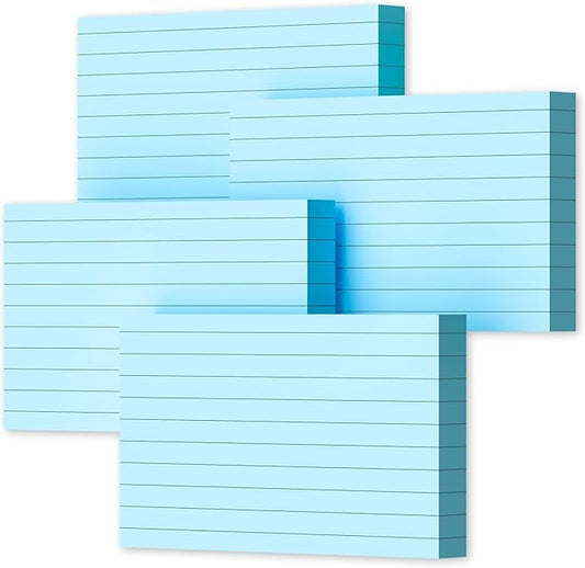 Blue Index Cards Notecards 3x5 Lined, 200 PCS Colored Index Cards Flashcards, Thick 3 x 5 Study Cards, Single-Printing Lined Index Card, 3 by 5 Color Index Flash Cards Ruled for School Office Home