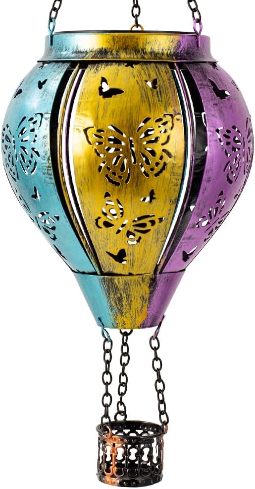 Solar Hot Air Balloon Lantern Outdoor Waterproof, Hanging Solar Lantern Outdoor Butterfly Decorations for Garden Yard Patio Lawn, Butterfly Lights Gifts for Women Grandma Nana