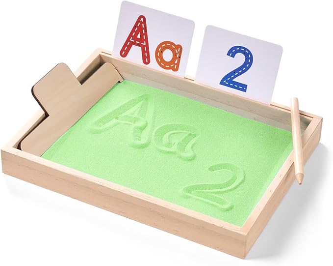 Montessori Sand Tray for Kids,Writing Play Sand Tray with Lid for Classroom Practice Writing Letters and Numbers