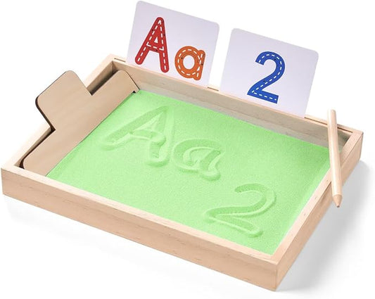 Montessori Sand Tray for Kids,Writing Play Sand Tray with Lid for Classroom Practice Writing Letters and Numbers