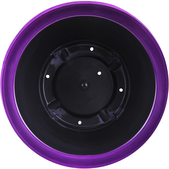 Garden Elements Indoor/Outdoor Glazed Brushed Happy Plastic Planter, Large, Dark Purple, 15" (Pack of 2)