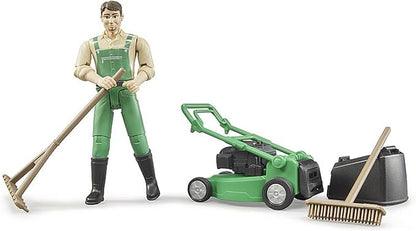 Bruder 62103 bworld Gardener w Lawn Mower and Accessories