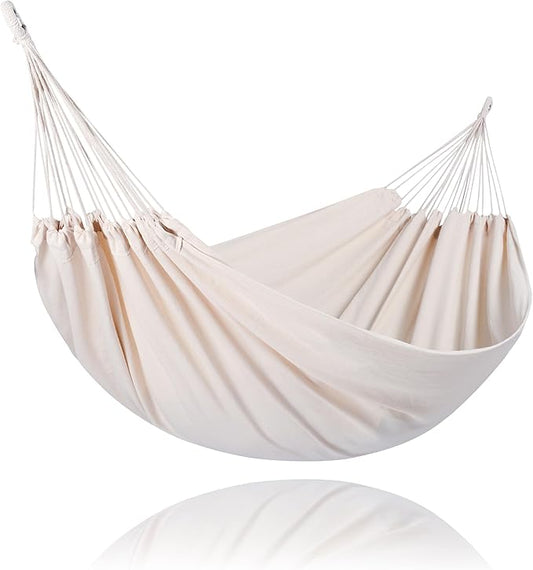 SUNCREAT Camping 2 Person Canvas Hammock, Double Travel Hammock, 475 lbs Capacity, Natural