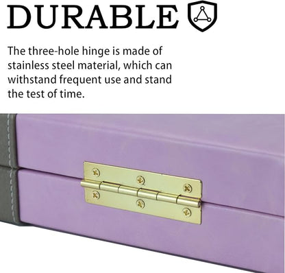 Backgammon Sets for Adults, 15 inch Backgammon Purple Sets Classic Board Game with Premium Leather Case, Portable Travels Strategy Backgammon Game Set for Adults, Kids (Purple)