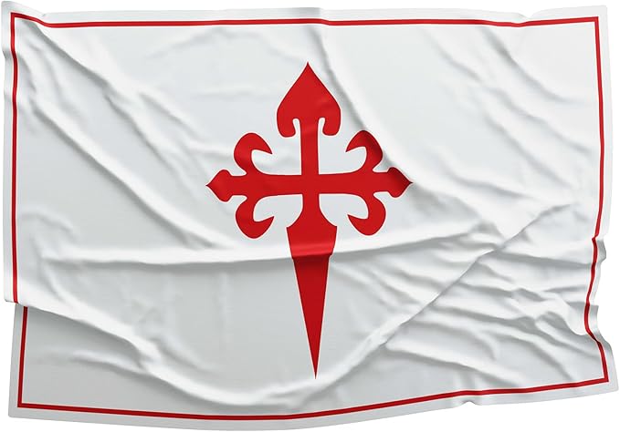 Apedes BANDERA DE LA ORDEN DE SANTIAGO Ordre de Santiago Militaire De Saint Jacques De L'Epee 3x5 feet Flag Banner Vivid Color Double Stitched Brass Grommets
