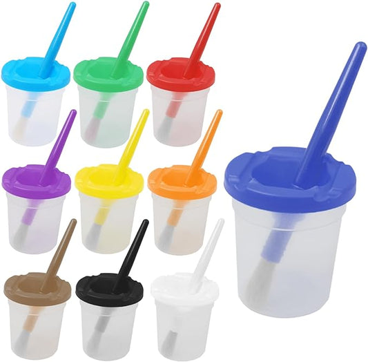 10pcs Paint Cups with Lids for Kids, Spill Proof Learning Color Cups for Young Artist