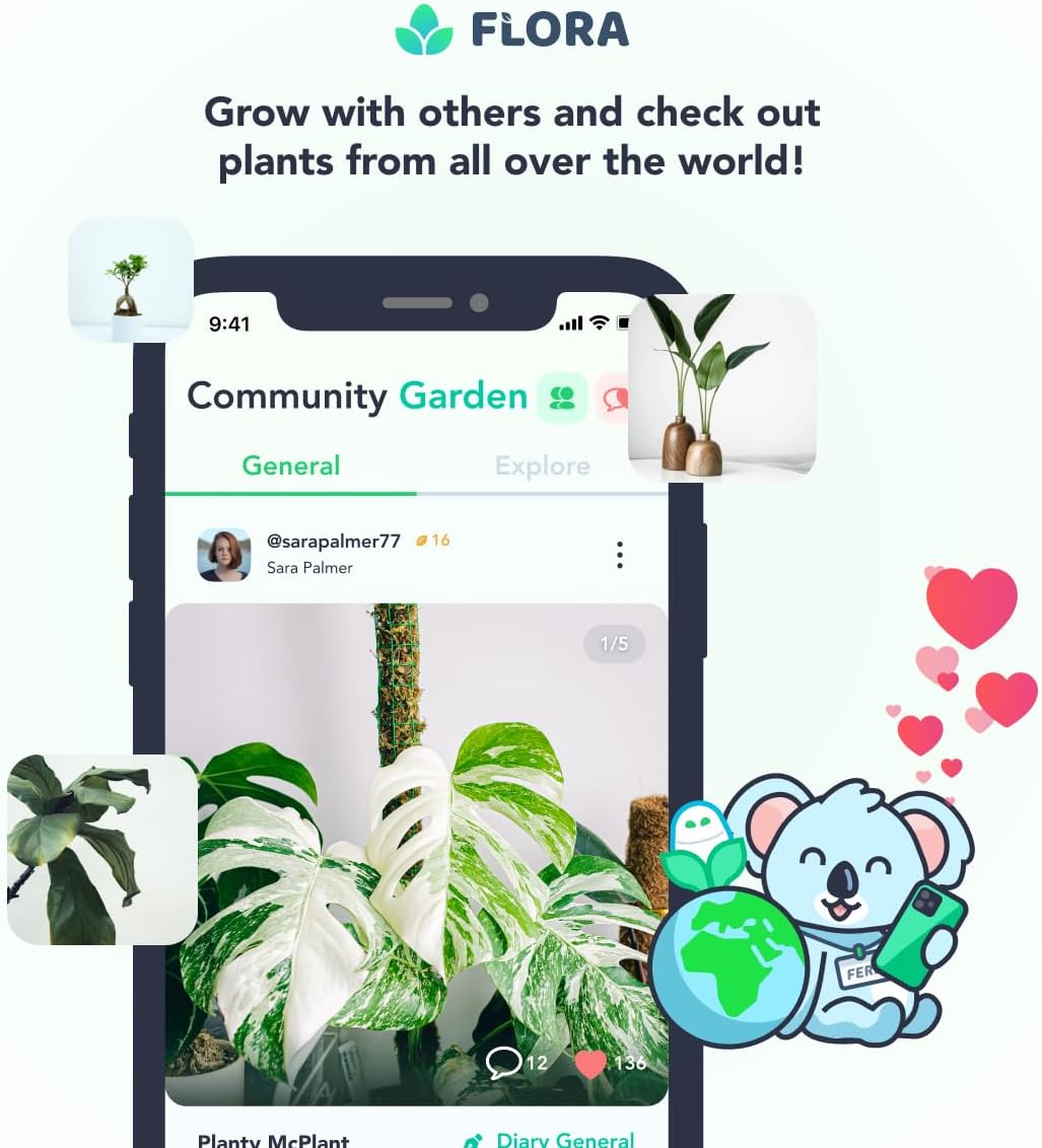 Flora Premium Plant Mister Spray Bottle for Gentle & Fine Mist for Precision Hydration, Dispersed Humidity & Moisture, Comes w App for Smart Plant Care, Plant ID and Diagnosis Tool (1 pack)