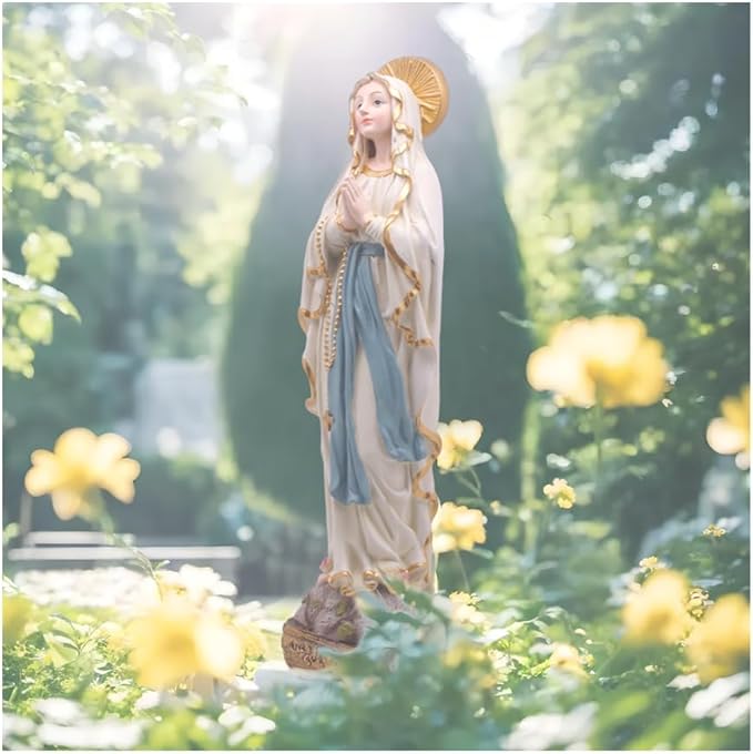 MeritMode 15" H Virgin Mary Praying Statue - Lourdes Catholic Collectible Figurine, Blessed Mother Figurine, Ideal Religious Gift for Home Décor & Outdoor Garden Decorations
