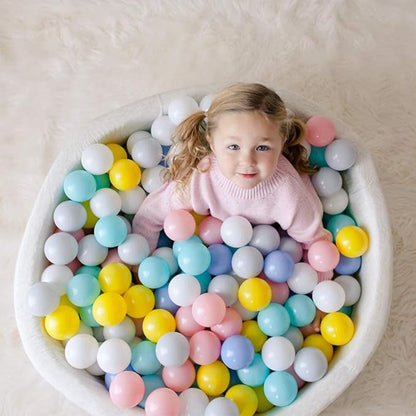 Wonder Space Deluxe Kids Round Ball Pit, Premium Handmade Kiddie Balls Pool, Soft Indoor Outdoor Nursery Baby Playpen, Ideal Gift Play Toy for Children Toddler Infant Boys and Girls (Off-White)