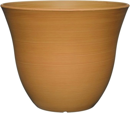 Classic Home and Garden Honeysuckle Resin Flower Pot Planter, Bamboo Brown, 15"