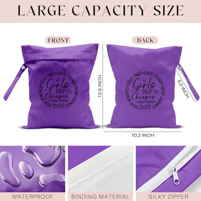 Girls Trip Gifts Wet Dry Bag, Beach Bag Wet Bag Favors, for Swimsuit Toiletry Travel Essentials For Women Aloha Bags, Beach Travel Gym Laundry bags for Dirty Diaper Swimsuit Gifts (Purple)