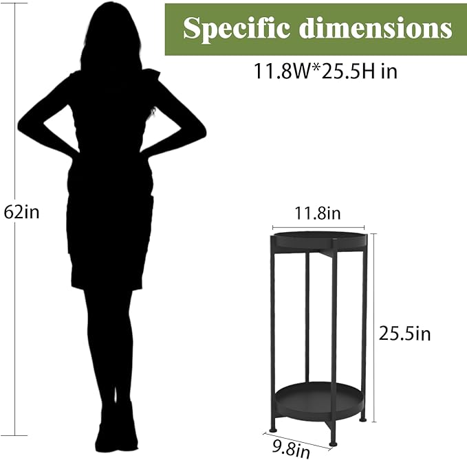 Plant Stand Indoor , 25.5" Indoor Plant Stand Stable Plant Holder Flower Pot Stands for Multiple Plant Metal Single Plant Stand Indoor Small Plant Stand for Patio Garden Decor