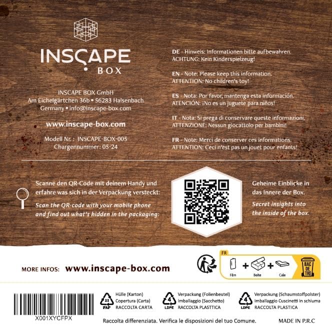 INSCAPE Wild West Riddles - Puzzle Box - Wooden Escape Room in A Box for Adults - Cluebox - Puzzle Boxes with Hidden Compartments - Birthday Gift Gadget for Men and Women