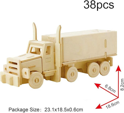 Georgie Porgy 3D Wooden Puzzles for Kids Toys Construction Woodcraft Kits DIY Model Puzzle Kits Birthday Gifts Pack of 3 (Pirate Ship Truck Motorcycle)