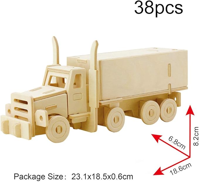 Georgie Porgy 3D Wooden Puzzles for Kids Toys Construction Woodcraft Kits DIY Model Puzzle Kits Birthday Gifts Pack of 6 (Airplane Bus Sports Car Pirate Ship Truck Motorcycle)