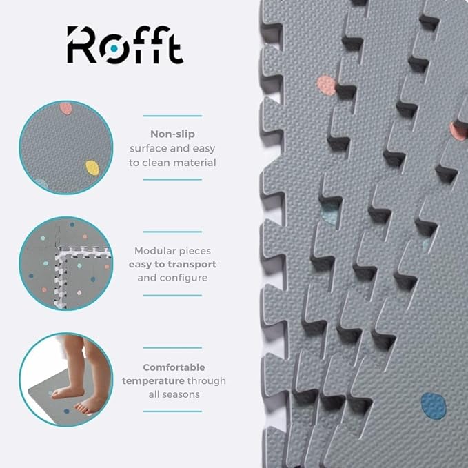 Soft Non-Toxic Baby Play Mat, Toddler Playmat, Colorful Jigsaw Puzzle PlayMat, Tiles 24 x 24 inch Foam Floor Mats for Kids & Babies | EVA Foam Interlocking Tiles for Nursery, Playroom (Grey 6 PCS)