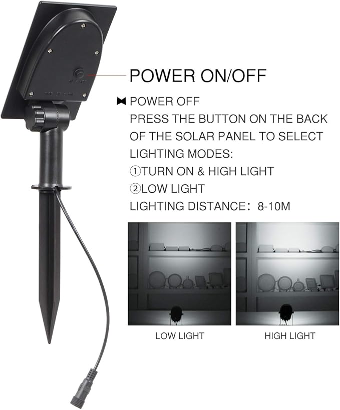 T-SUN Solar Spotlights, Outdoor LED Solar Lights, Waterproof Auto ON/Off Solar Wall Lights for Garden,Driveway, Pathway, Pool Area(White)