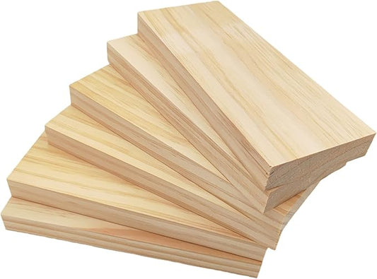 6PCS Rectangle Wood Boards Unfinished Wood Blocks for Crafting, 8x3x0.8in Blank Whittling Wooden Blocks for Wood Carving,Painting & Burning