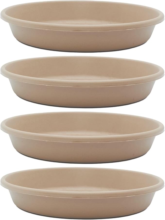 The HC Companies Flower Pot Saucers - Plastic Plant Saucer for Outdoors & Indoors - Traditional Design Plant Pot Trays for Water Drainage - Durable & Stylish Round Plant Tray (6-inch Sandstone)