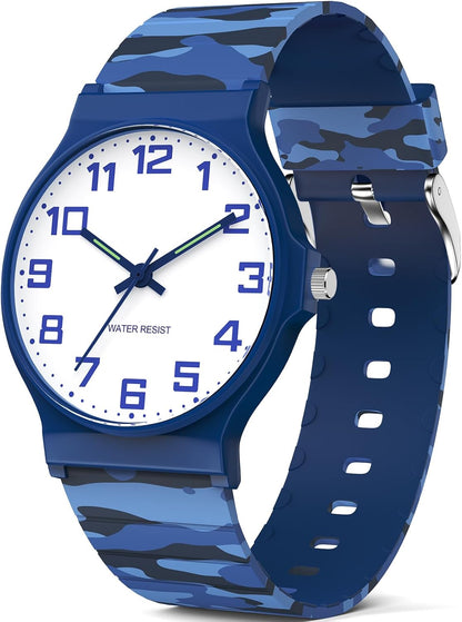 Kids Analog Watch Boys Girls, 30M Waterproof, Sports Watch for Boys, Easy to Read Children's Thin Dial Wrist Watches with Soft Band, for Ages 5-15 Kids Great Birthday Gifts Christmas Day