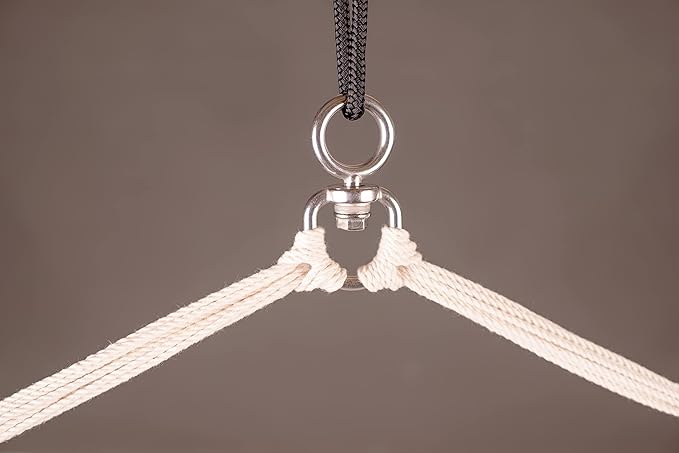 La Siesta® - XL King Habana Cotton Hanging Hammock Chair, Indoor Outdoor Hammock Swing Chair, Boho Hanging Chair Bedroom Patio, Max 355 Lbs, Latte