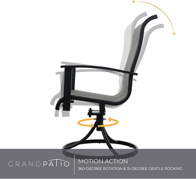 Grand patio Outdoor Swivel Dining Chairs 4-Piece Patio Dining Chairs Set Mesh Sling Patio High Back Swivel Rockers, Mixed Coffee