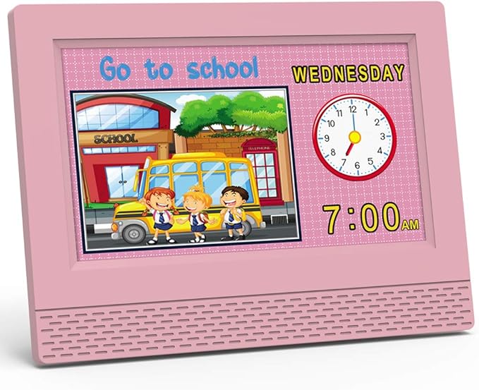 Kids Digital Alarm Clock Colorful, 7" Large LED Time Display Children's Sleep Trainer, Eye-Caring Digital Clock for Girls Boys Bedrooms Bedside, 17 Alarm Clock Settings Easy to Use Kids Birthday Gift